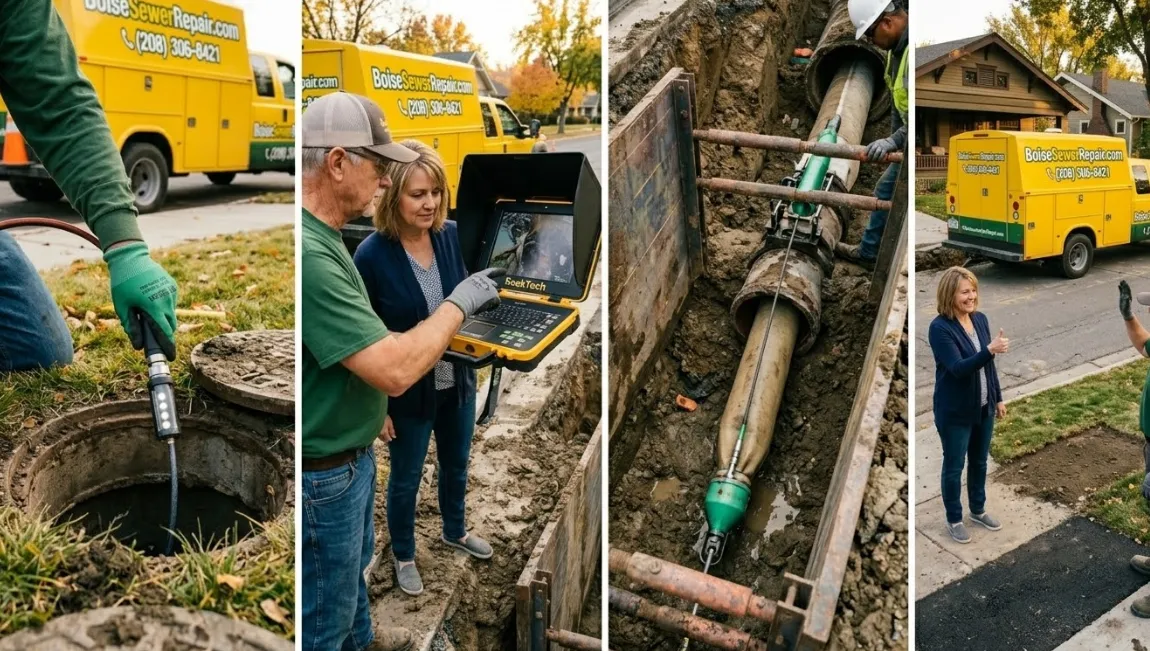 Our 4-step sewer repair process from inspection to completion in Boise