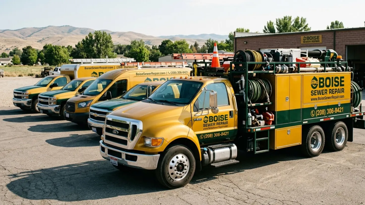 Boise Sewer Repair fleet of service vehicles and professional equipment
